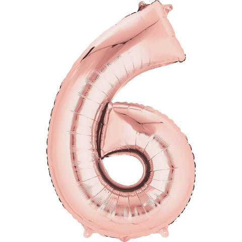 Rose Gold Number Balloon, 34 Inches
