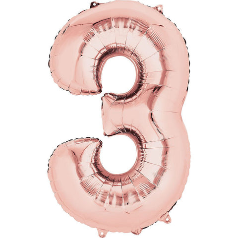 Rose Gold Number Balloon, 34 Inches