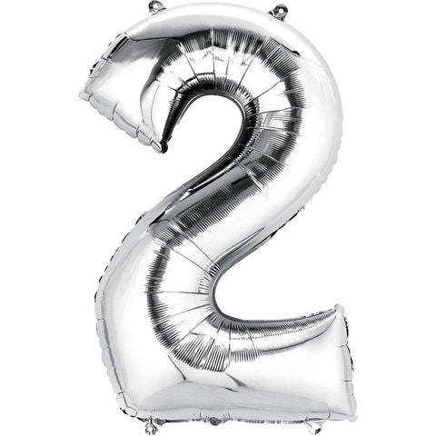 Silver Number Balloon, 34 Inches
