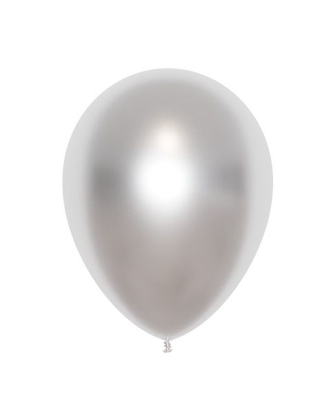 12" Metallic Silver Latex Balloon, Helium Inflated