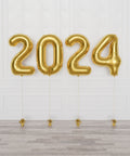 2024 Gold Foil Number Balloons, Helium Inflated, sold by Balloon Expert