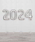 2024 Silver Foil Number Balloons, Helium Inflated, sold by Balloon Expert
