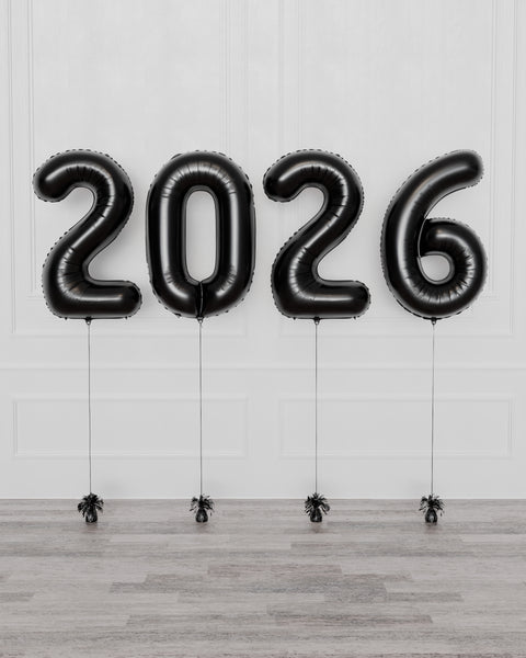 2026 Black Foil Number Balloons