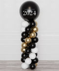 Happy New Year - Black, White, and Gold Jumbo Balloon Column sold by Balloon Expert