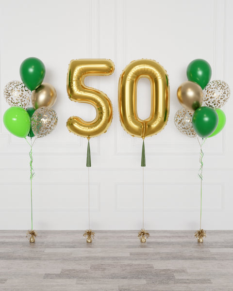 Green and gold balloon collection