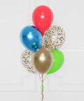 Avengers Confetti Balloon Bouquet, 7 Balloons, Helium Inflated, close-up image