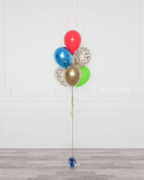 Avengers Confetti Balloon Bouquet, 7 Balloons, Helium Inflated, full image