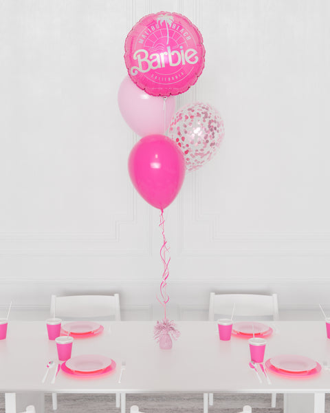 Pink Barbie Confetti Foil Balloon Bouquet, 4 Balloons from Balloon Expert