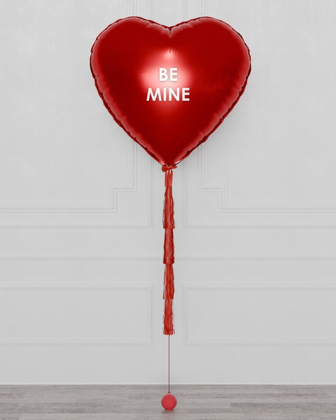 Be Mine Red Giant Heart Balloon, Inflated with helium, sold by Balloon Expert