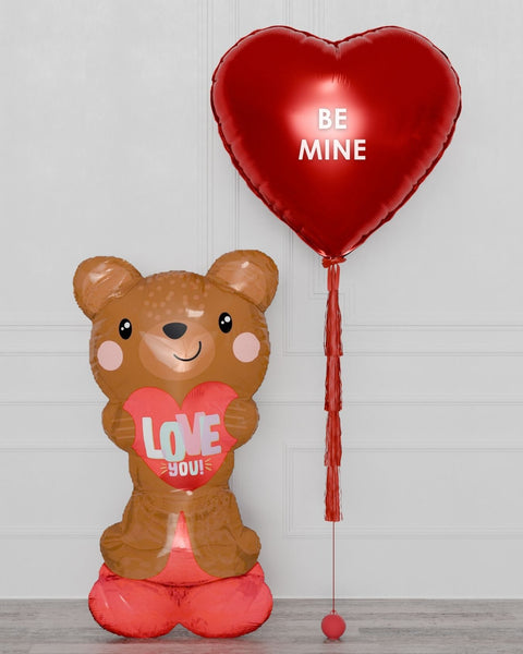 Be Mine Giant Heart Balloon with Teddy Bear Airloonz, sold by Balloon Expert
