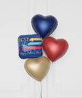 Best Dad Ever Heart Foil Balloon Bouquet, 4 Balloons, Close Up Image