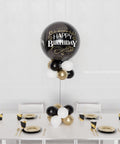 Black, Gold, and White Happy Birthday Better with Age Orbz Balloon Centerpiece from Balloon Expert