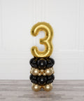 Black and Gold Number Balloon Column, inflated with air