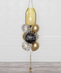 Black and Gold - Retirement Champagne Confetti Balloon Bouquet, 10 Balloons, sold by Balloon Expert