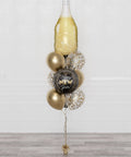 New Year Champagne Balloon Bouquet, 10 Balloons, in Black and Gold, sold by Balloon Expert