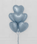 Blue Heart Foil Balloon Bouquet, 7 Balloons, closeup image