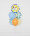 Bluey Blue Foil Confetti Balloon Bouquet,  7 balloons, Close up image