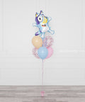 Bluey, Supershape Confetti Balloon Bouquet, full image, Pink colors for Girls Birthday
