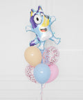 Bluey - Supershape Confetti Balloon Bouquet, close up image, Pink colors for Girls Birthday