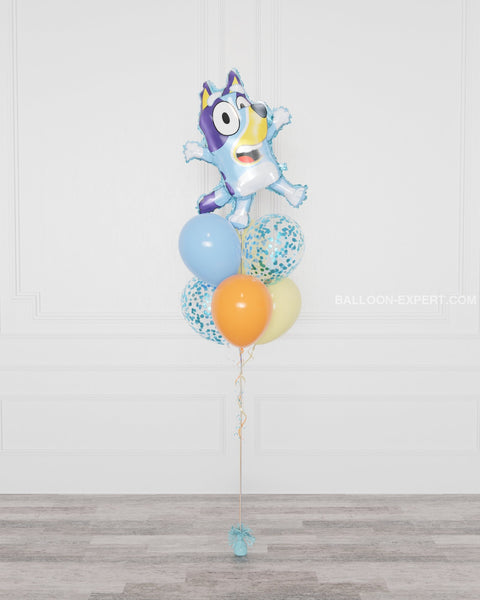 Bluey Supershape Confetti Balloon Bouquet, Helium Inflated – Balloon Expert