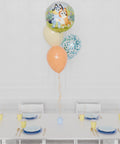 Bluey Confetti Foil Balloon Bouquet, 4 Balloons, helium inflated