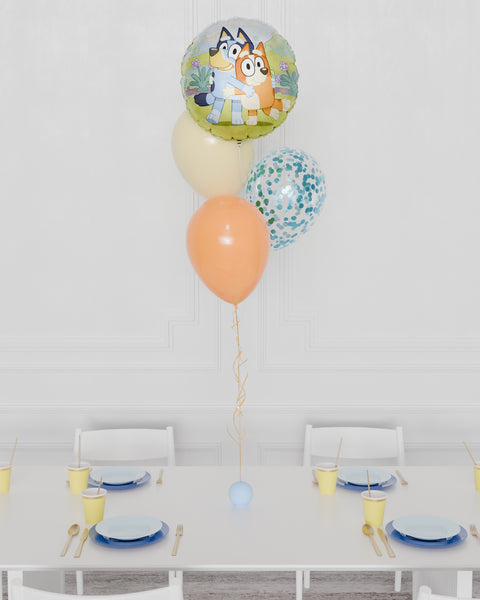 Bluey Confetti Foil Balloon Bouquet, 4 Balloons, helium inflated