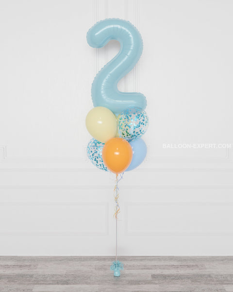 Bluey Number Confetti Balloon Bouquet, 7 Balloons, full image, sold by Balloon Expert