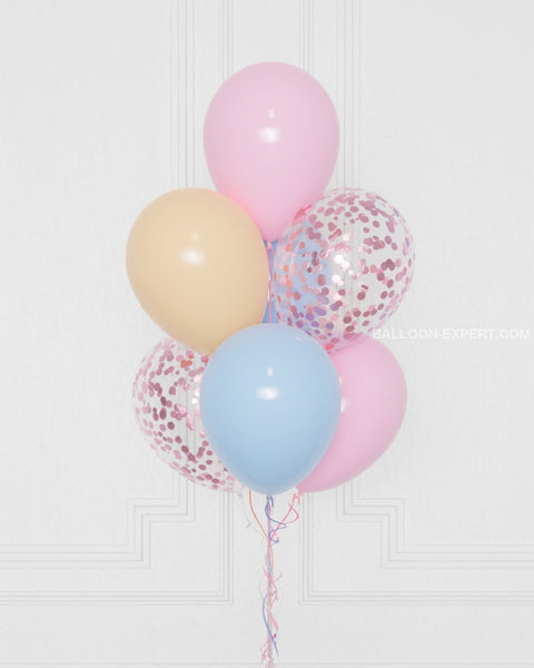 Bluey Pink Confetti Balloon Bouquet, 7 Balloons, close-up image