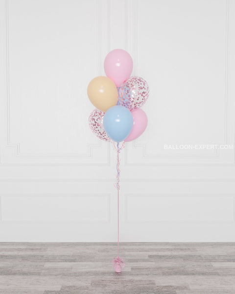 Bluey Pink Confetti Balloon Bouquet, 7 Balloons, full image