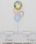 Bluey Pink Confetti Foil Balloon Bouquet, 4 Balloons, inflated with helium