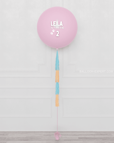 Bluey Pink Jumbo Balloon with Tassels, sold by Balloon Expert