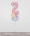 Bluey Pink Number Confetti Balloon Bouquet, 7 Balloons, full image, sold by Balloon Expert