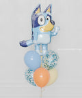 Bluey Supershape Confetti Balloon Bouquet, close up image