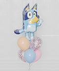 Bluey Supershape Confetti Balloon Bouquet, close up image