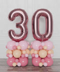 Blush and Pink, Double Number Balloon Columns, inflated with air