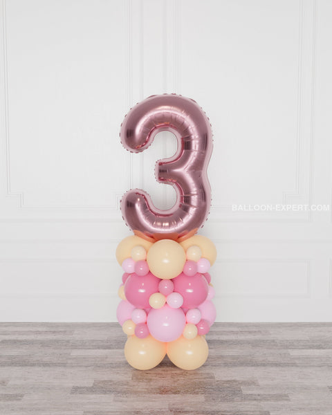 Blush and Pink, Number Balloon Column, air inflated