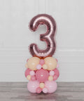 Blush and Pink, Number Balloon Column, inflated with air