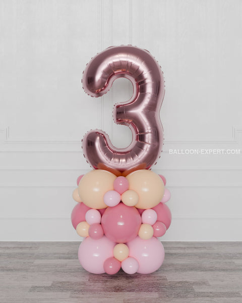 Blush and Pink, Number Balloon Column, inflated with air