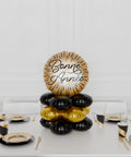 Bonne Année Black and Gold Quad Balloon Centerpiece