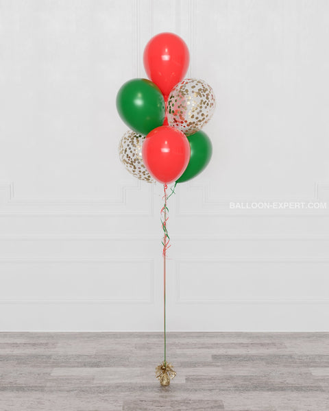 Christmas Confetti Balloon Bouquet, 7 Balloons - Red and Green sold by Balloon Expert