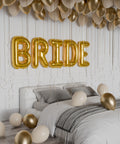 Bride Surprise Balloon Room Setup in Gold, White, and Cashmere