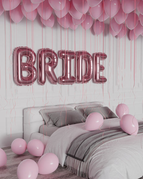 Bride Surprise Balloon Room Setup in Pink