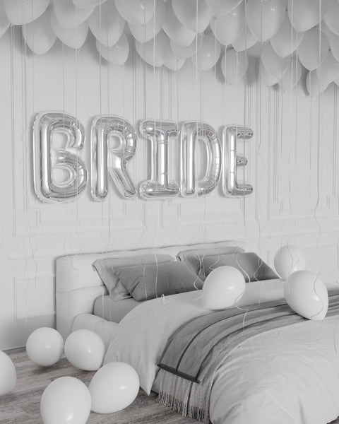 Bride Surprise Balloon Room Setup in White