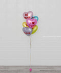 Candy Heart Foil Balloon Bouquet, 6 Balloons, full image, sold by Balloon Expert