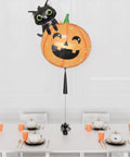 Cat and Pumpkin Supershape Balloon with Tassel, inflated with helium