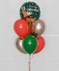 Christmas Balloon Bouquet 7 Balloons - Red Gold And Mint Bouquets