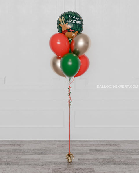 Christmas Balloon Bouquet, 7 Balloons, in Red, Gold, and Green, sold by Balloon Expert