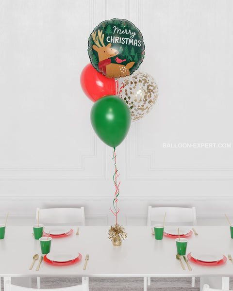 Christmas Party Confetti Foil Balloon Bouquet, 4 Balloons - Red, Green and Gold sold by Balloon Expert
