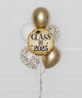 Class of 2025 Confetti Balloon Bouquet, 7 Balloons, Gold and White