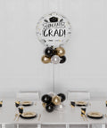 Congrats Grad Bubble Balloon Centerpiece - Black, Gold, and Silver sold by Balloon Expert